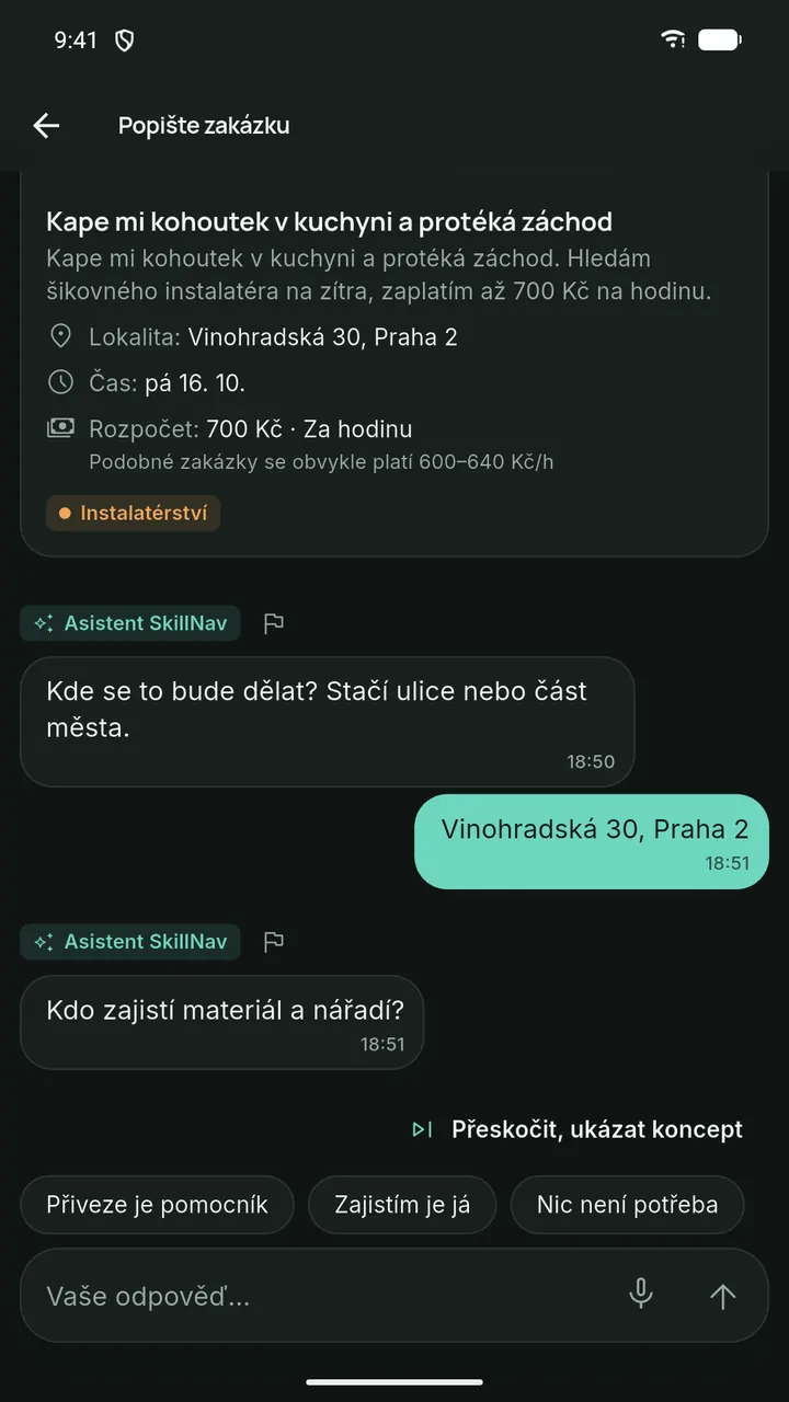 Řekněte, co potřebujete