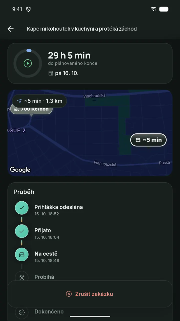 Sledujte zakázku živě